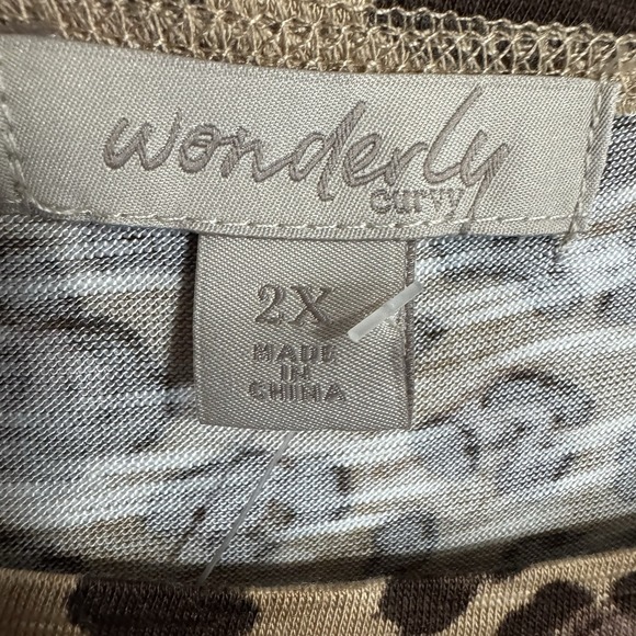 NEW Wonderly Curvy Leopard Print Long Sleeve Knit Top Size 2X Lightweight Layer - Picture 8 of 13